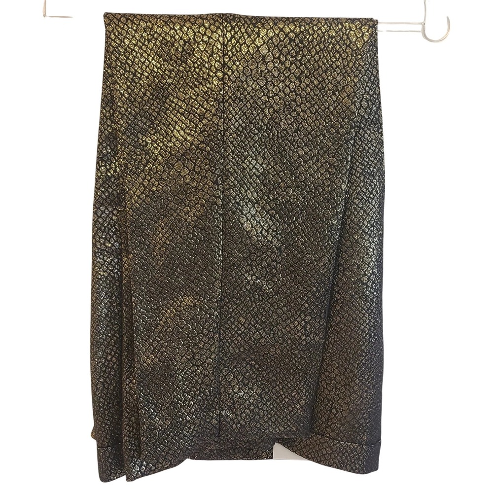 Anne Klein Gold Snakeskin Metallic Trousers Sz 10 Straight Leg Glam‎ Party Pants